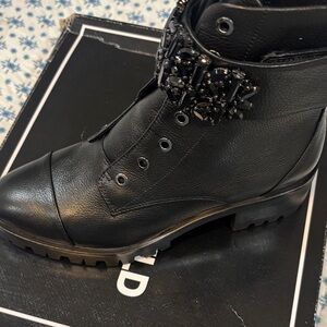 Karl Lagerfeld Black Leather Women's Ankle Boots